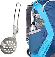 Camping Folding 304 Kitchen Ladle,Scoop Colander Strainer with Foldable Handle | Cooking Frying Straining Lightweight Foldable Strainer Spoon for Outdoor Camping Picnic Backpacking Matx-au