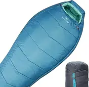 Mountainlodge 3-4 Seasons Cyan Two-Layer Shingle Sleeping Bag with Inner Pocket for Adult,Perfect for Backpacking,Traveling and Hiking,Including Free Compression Stuff Sack