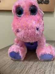 Wild Republic T-Rex 12” Plush Pink Dinosaur Purple Heart Eyes Stuffed Animal Toy