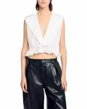 Sandro Ruffled Cropped Top