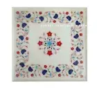 15'' white Marble Coffee center side Table Top Inlay stone garden home decor
