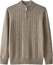 [Hamthuit] Men Zipper Collar Bottoming Shirt Knit Pullover Men's Thicker Zipper Pullover Sweatshirt Solid Color Sweater