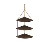 3 Tier Rustic Wooden Hanging Rope Shelf Handmade Solid Wood Floating Shelves-C