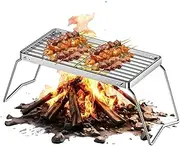 Grill Rack - Folding BBQ Grill Rack - Portable Cooking Grid Tool, Fire Pit Stove Griddle for Yard Gathering Backpacking Fishing Vegetables Mushroom Chicken