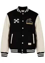 Evisu Logo Wool-blend Varsity Jacket - Black - S S