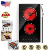 Elegant 2-Zone Electric Cooktop with Touch Control - Compatible with All Pans