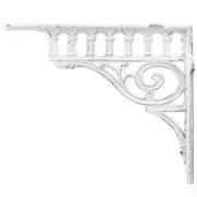 Cast Iron Wall Shelf Bracket Brace Columns Distressed White 11.375" Deep