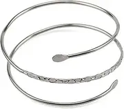 [Caiyao] Punk Cool Upper Arm Adjustable Bracelet Open Cuff Bangle Coil Bracelet Simple Swirl Leaf Armband Minimalist Armlet Vintage Jewelry for Women