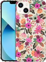 GlamCase for iPhone 13 Mini, iPhone 13 Mini Case - Flower Pattern Design Printed Slim & Sleek Cute Plastic Hard Snap on Protective Designer Back Phone Case/Cover for iPhone 13 Mini