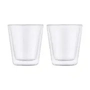 2pc Maxwell & Williams Blend Double Wall Conical 200ml Glass Drink Cup Set Clear
