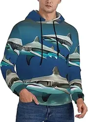 [SKKNT] Hammerhead Sharks Print Versatile Men'S Hoodie Lightweight Long Sleeve Sweatshirt For Men Gym Sweatshirt