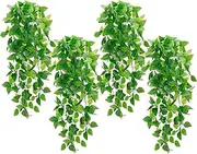 4 pcs Artificial Ivy Vine Plant, Green Natural Leaves Hanging Plant Planter for Home Office Indoor Outdoor Garden Decoration (4)