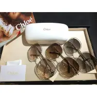 在飛比找Yahoo!奇摩拍賣優惠-CHLOE CE126S金屬飾邊大方框太陽眼鏡*