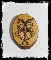 Handmade Owl Wood Burning On Wood Slice Pyrography Wall Decor