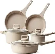 CAROTE 13pcs Pots and Pans Set Non Stick, Taupe Nonstick Cookware Set, Frying Pans with lids, Kitchen Essentials Pot and Pan, Induction Cookware