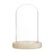 Cloche Glass Dome, 4.7"x2.8" Glass Display Case with Wooden Base [Wood]
