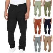 Autumn And Winter Mens Solid Color Work Pants Drawstring Leg Mouth Sticky Tape