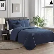 Hearth & Harbor Quilts Queen Size - All Season Bedspread Coverlet Set, Pinsonic Weave Lightweight Bedding Set - 7 Piece Queen Quilt Set with Pillow Shams, Diamond - Navy