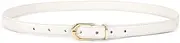 [JASGOOD] Womens Thin Leather Belt Skinny Faux Leather Belt for Jeans Dress with Gold Alloy Buckle