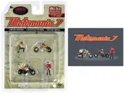 "Motomania 7" 4 piece Figure Set (2 Figures 2 Motorcycles) 1/64 scale models