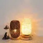 Wooden Rattan Twine Table Lamp Creative Bedside Lamp Living Room