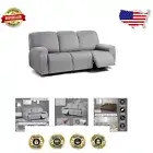 Luxurious Jacquard Fabric Sofa Covers for 3 Cushion Reclining Sofas, Light Grey
