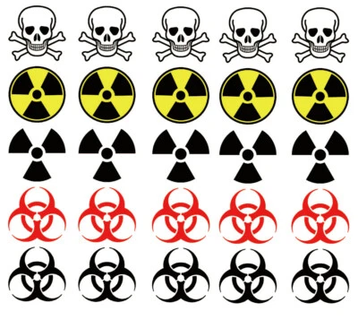 25 Tattoos: Warning Symbol, Biohazard, Skull & Crossbones, Radiation, Poison