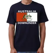 100% Cotton Men's T-Shirt Australia Downunder Coat of Arms Emblem Tee Tops Shirt - Navy