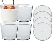 Glass Clear Bowls, Glass Meal Prep Bowls, 6.8 oz Leakproof Lids, Microwave and Dishwasher Safe, Food Storage, Custard Cups, Bouillon Cups, Mixing Bowls-Set of 4