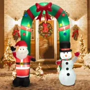 8FT Christmas Inflatable Arch LED Light with Santa &Snowman for Party Gatherings