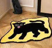 Angry Black Cat Floor Rug Nonslip Accent Rug Carpet Soft Mat Tufted Home Bedroom