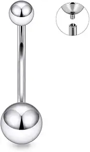 [Kwoencxi] 14G 16G Astm F136 Titanium Long Belly Button Ring Internally Threaded Navel Rings Implant Grade Titanium Belly Button Rings Barbell Piercing Jewelry for Women 8mm 10mm 12mm 14mm Bars
