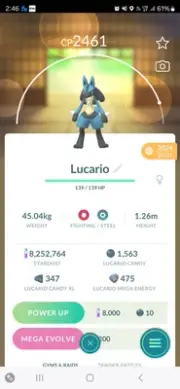 Lucario Pokemon for pvp under 2500cp unlock 3 moveset - Trade