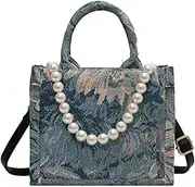 [MOMEITU] Fashion luxury tote bag cotton linen one shoulder large capacity jacquard embroidery retro Oil Painting handbag