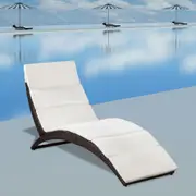 Folding Sun Lounger with Cushion Poly Rattan Brown vidaXL