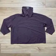 Club Monaco Women's Funnel Neck Wool Blend Top Boxy Cropped Fit Large Purple