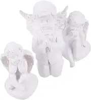 ULDIGI 3Pcs Adorable Angel Figurines Romantic Home Adornment for Miniature Gardens Wedding Decorations and Table Displays Model Item White