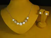 HONORA PEARL CRYSTAL SET NECKLACE EARRINGS STRAND STRING WHITE STUDS BRIDAL Gift