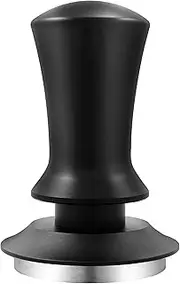 [K COOL] Espresso Hand Tamper, Premium Barista Coffee Tamper with Calibrated Spring, 100% Flat Stainless Steel Base Tamper for Breville Series 54mm Portafilter Basket (53mm, Black)