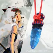 Princess Mononoke Hime Amulet Blue Resin Wolf Fangs Cosplay Necklace Props