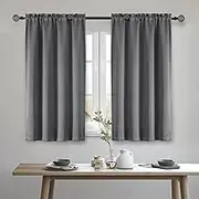OWENIE Heidi Grey Curtains for Living Room & Bedroom, 54 Inch Length, 2 Panels Set, Solid Fabric Rod Pocket, Light Filtering Short Curtains for Small Window, 2Pcs Each 40" Wx54" L
