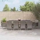 11 Piece Garden Dining Set with Cushions Grey Poly Rattan AU Stock Outdoor