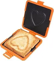 Microwave Sandwich Maker, Silicone Microwave Toastie Maker Panini Press, Grilled Cheese Maker, Grilled Cheese Sandwich Maker with Heart Pattern, NO Electricity (Orange)