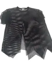 Comme des Garçons 2023 Unisex Mesh Top Black Asymmetric Tulip Hem Size M