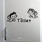 玉米甜》廁所標誌P‧ 壁貼 TOILET 小天使跑廁所男女洗手間標示 營業場所標示防水貼紙 WC