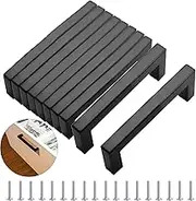 MEEQIAO Modern Black Stainless Steel Square Furniture Handles, Pack of 10, 352 mm, Easy to Install, Compatible with Cabinets, Drawers, Cupboards, and Furniture