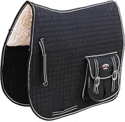 Horse English Quilted Fleece Padded Dressage Saddle Pad with Pockets 72121-124