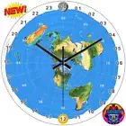 V4 Flat Earth 24-Hour Mechanism Wall Clock World Map Watch Gleason Biblical Gift