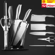 6-Piece Stainless Steel Kitchen Knife with Acrylic Stand,Scissors,KnifeSharpener