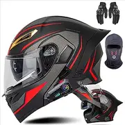 Full Face Bluetooth Motorcycle Helmet, ECE Approved Flip-Up Anti-Fog Dual Mask Motorcycle Helmet for Men and Women